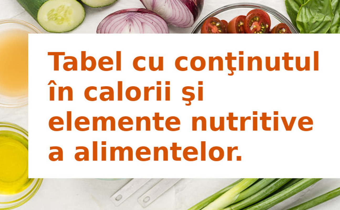 Tabel cu continutul in calorii si elemente nutritive a alimentelor